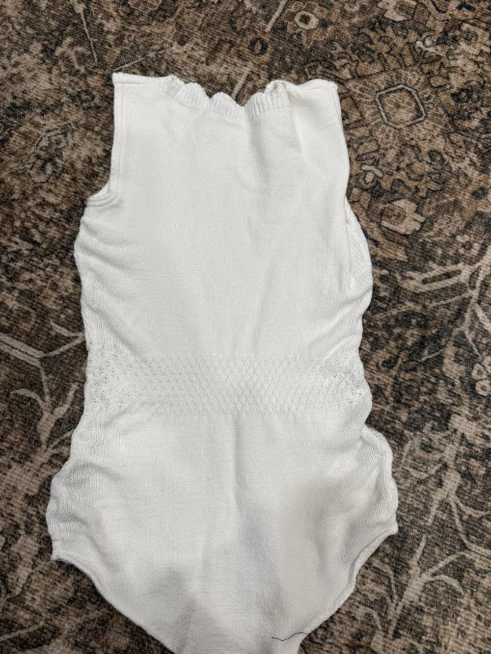 Maria Flor Ivory Scalloped Pointelle Knit Bodysuit Brazil - Picture 5 of 7
